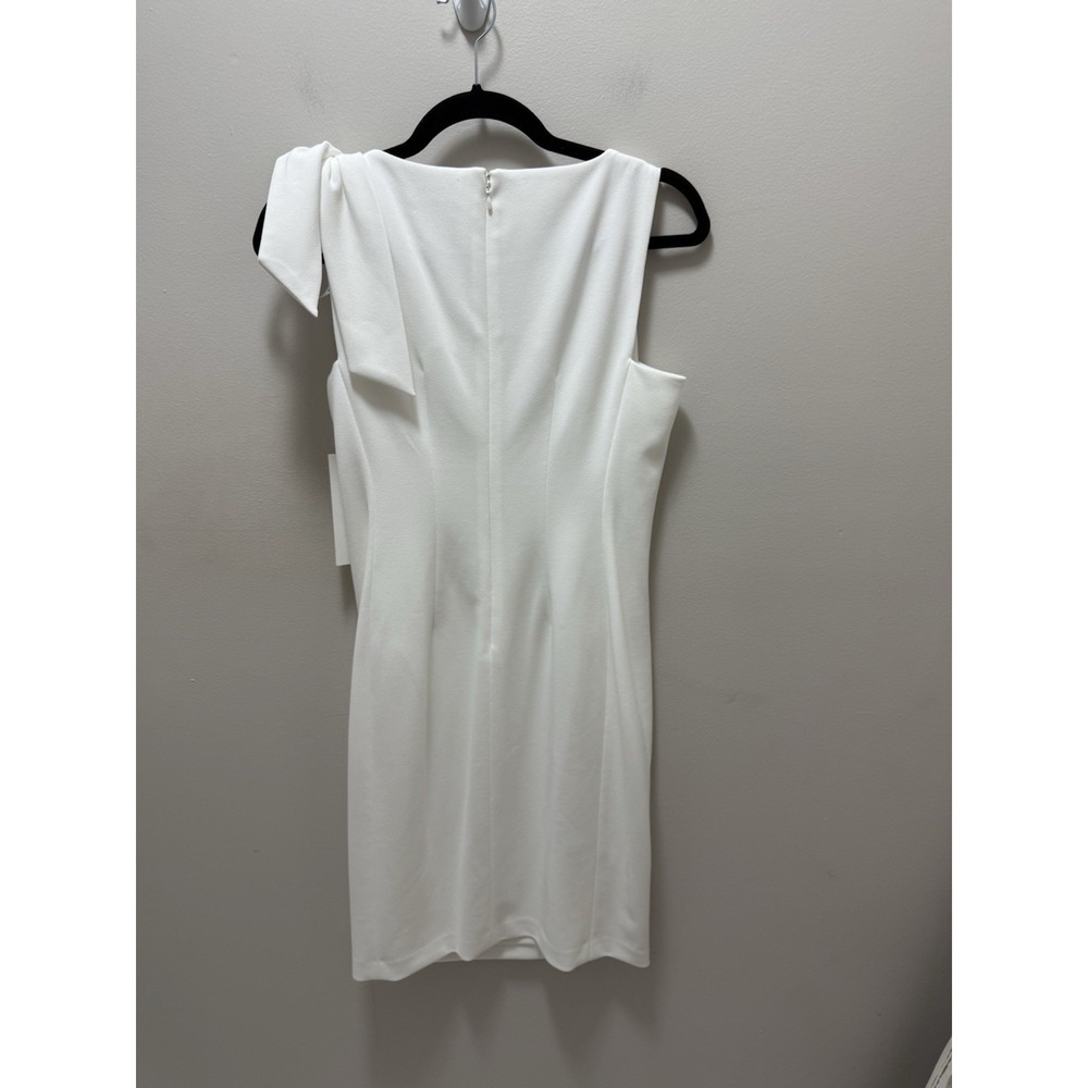 Calvin Klein White Bow Shoulder Sheath Dress Women's 8P Petite‎ NWT - Picture 7 of 12